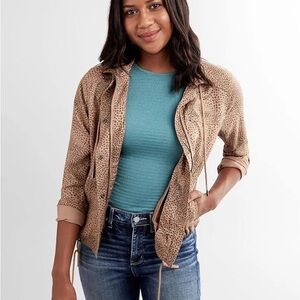 BKE Leopard Animal Print Lightweight Utility Jacket